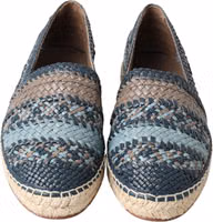 Blue Gray Leather Buffalo Espadrille Shoes 3