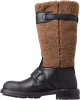Black Leather Brown Shearling Boots 1