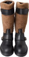Black Leather Brown Shearling Boots 3