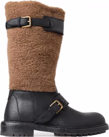 Black Leather Brown Shearling Boots 5