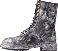 Black Gray Leather Mid Calf Boots Shoes 1