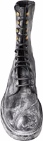 Black Gray Leather Mid Calf Boots Shoes 3
