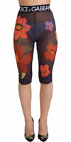 Black Floral Leggings Stretch Waist Pants 1