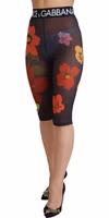 Black Floral Leggings Stretch Waist Pants 2