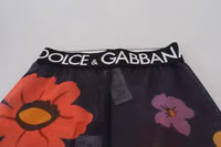 Black Floral Leggings Stretch Waist Pants 4