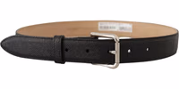 Black Calf Leather Brown Backend Metal Buckle Belt 2