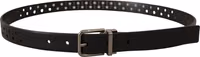 Black Calf Leather Perforated Metal Buckle Belt 2