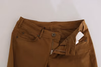 Brown Cotton Mid Waist Skinny Slim Fit Denim Jeans 5