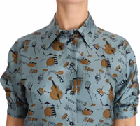 Multicolor Musical Instruments Silk Short sleeve Shirt 1