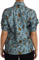 Multicolor Musical Instruments Silk Short sleeve Shirt 5