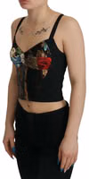 Black Patchwork Sicily Blouse Corset Cropped Top 1
