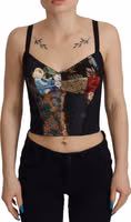 Black Patchwork Sicily Blouse Corset Cropped Top 4