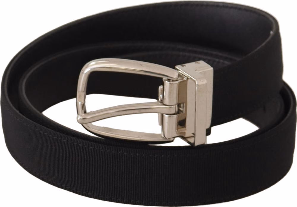 Belt Black Calf Leather Silver Tone Metal Buckle