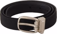 Belt Black Calf Leather Silver Tone Metal Buckle 3