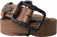 Brown Leather Metal Buckle Waist Men Belt 1