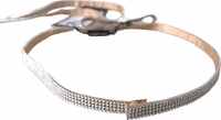 Beige Silk Clear Crystal Bow Waist Belt 2