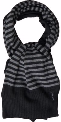 Black Gray Stripe Wool Neck Wrap Shawl Scarf