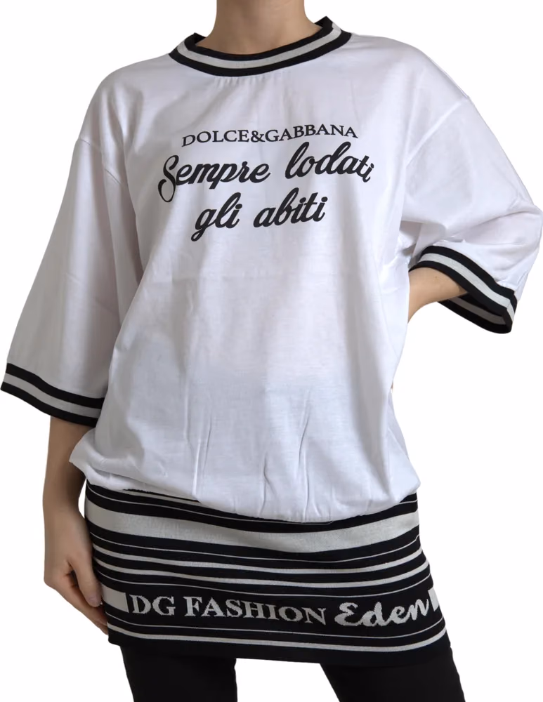 White Cotton DG Fashion Crew Neck Tee T-shirt