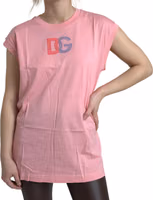Pink Cotton DG Logo Crew Neck Tank T-shirt 4