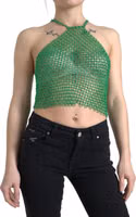 Green Aluminum Sleeveless Halter Cropped Tank Top 1