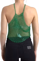 Green Aluminum Sleeveless Halter Cropped Tank Top 4