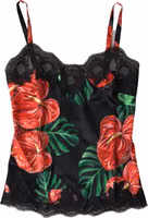 Black Anthurium Print Silk Camisole Top Underwear 1