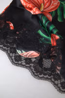 Black Anthurium Print Silk Camisole Top Underwear 3