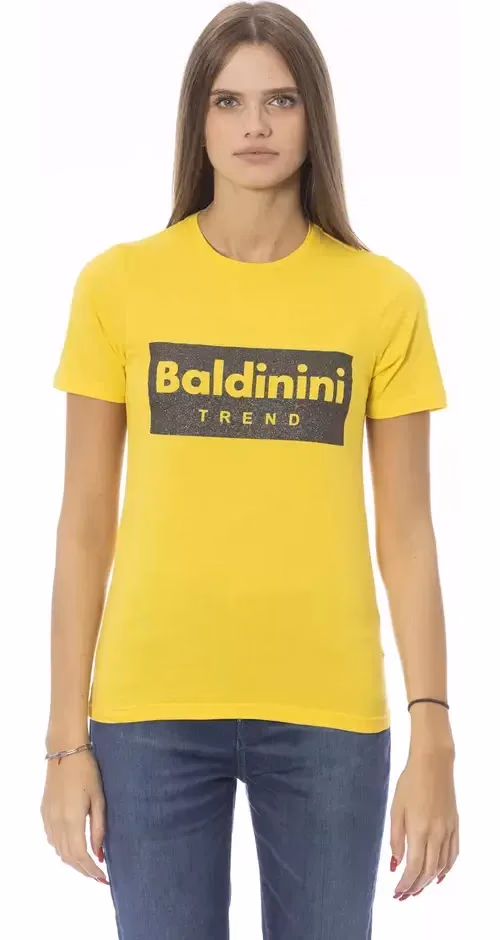 Yellow Cotton Women T-Shirt