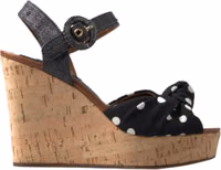 Black  Wedges Polka Dotted Ankle Strap Shoes Sandals 3