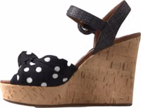 Black  Wedges Polka Dotted Ankle Strap Shoes Sandals 4