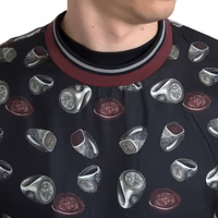 Black Ring Print Silk Crewneck Sweater 2