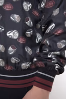 Black Ring Print Silk Crewneck Sweater 3