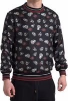 Black Ring Print Silk Crewneck Sweater 4