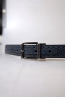 Blue Leather Perforated Metal Buckle Belt 3