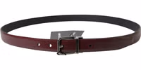 Bordeaux Leather Silver Metal Buckle Belt 1