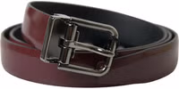 Bordeaux Leather Silver Metal Buckle Belt 2