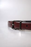 Bordeaux Leather Silver Metal Buckle Belt 3