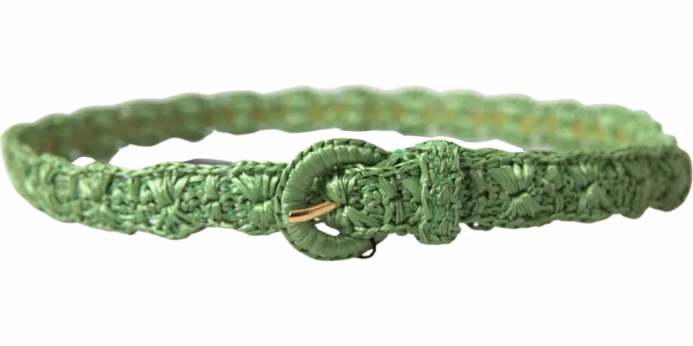 Green Viscose Weaved Skinny Waist Belt