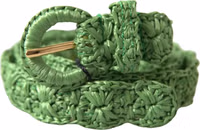 Green Viscose Weaved Skinny Waist Belt 2