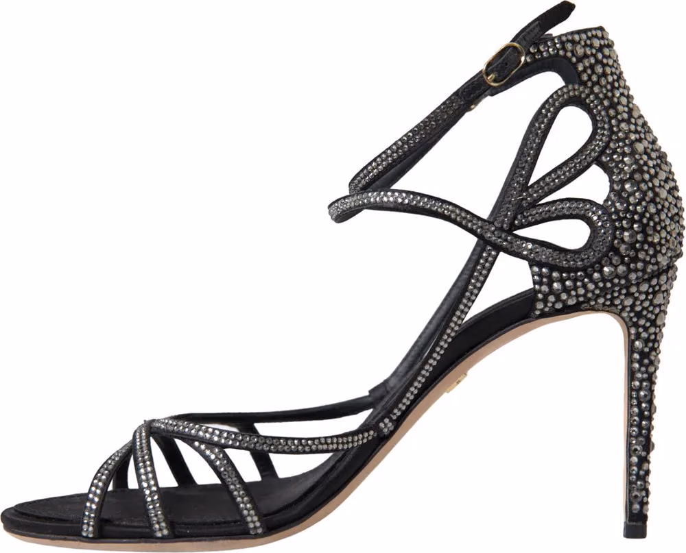 Rhinestone Stiletto Sandal Satin Shoes