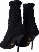 Black Stiletto Heels Mid Calf Boots 2