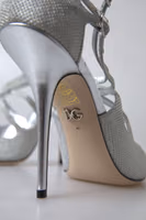 Silver Shimmers Sandals Heel Pumps Shoes 1