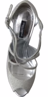 Silver Shimmers Sandals Heel Pumps Shoes 2