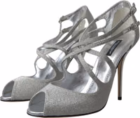 Silver Shimmers Sandals Heel Pumps Shoes 4