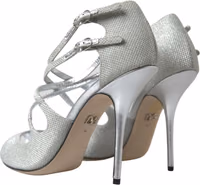 Silver Shimmers Sandals Heel Pumps Shoes 5