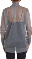 Gray Mesh Turtleneck Long Sleeve Blouse Top 2