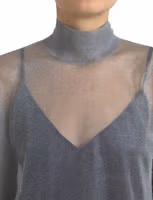Gray Mesh Turtleneck Long Sleeve Blouse Top 3