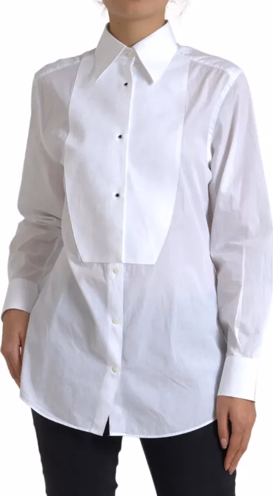Cotton Collared Long Sleeves Shirt White