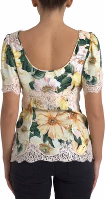 Multicolor Floral Lace V Neck Blouse