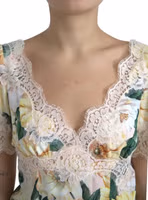 Multicolor Floral Lace V Neck Blouse 2